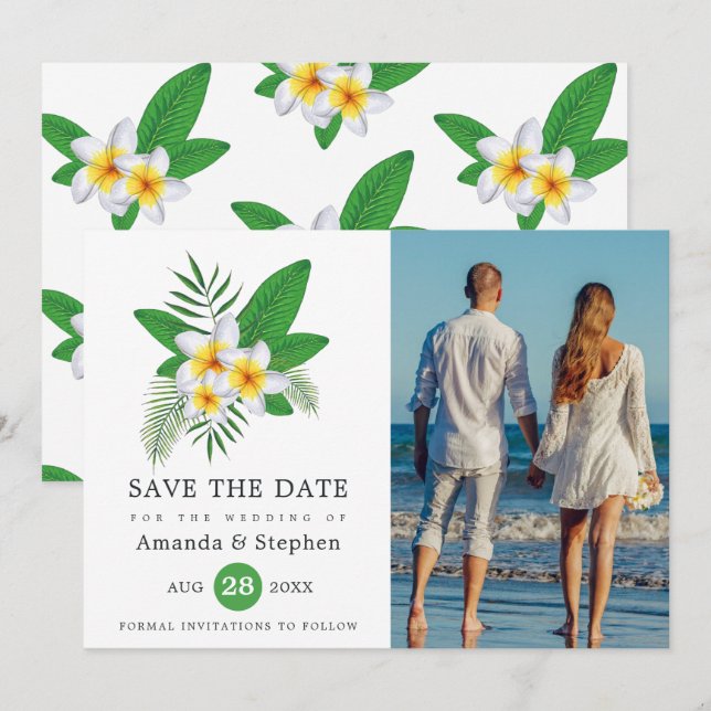 Exotic Tropical Beach Foto Hochzeit Save The Date (Vorne/Hinten)