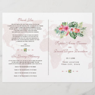 Exotic Tropical Floral Gold World Map Programm