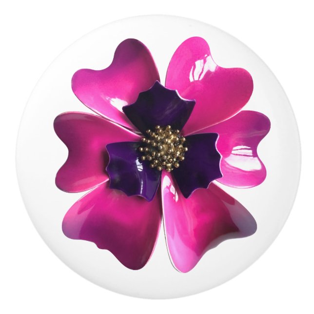 Exotic Tropical Hawaii Orchid Lila Pink Blume Keramikknauf (Vorderseite)