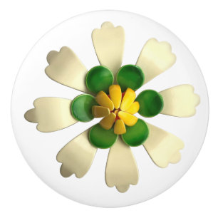 Exotic Tropical Hippie Daisy Blume White Green Keramikknauf
