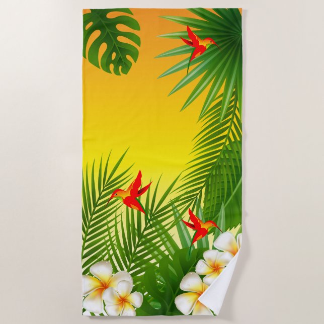 Exotic Tropical 🏝 Hummingbird Design Strandtuch (Vorderseite)