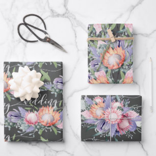Exotic Tropical King Protea Wasserfarben Blume Wra Geschenkpapier Set