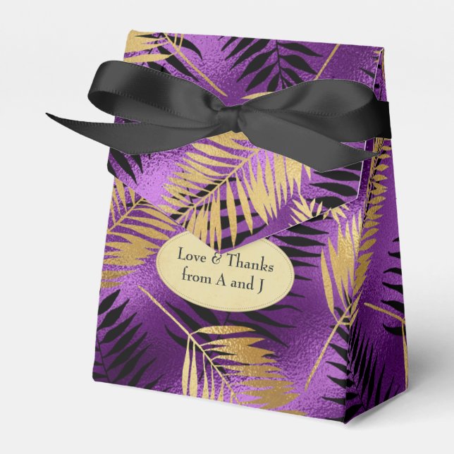 Exotic Tropical Lila und Gold Geschenkschachtel (Vorderseite)