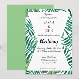 Exotic Tropical Palm Blätter Grüne Hochzeit Einladung