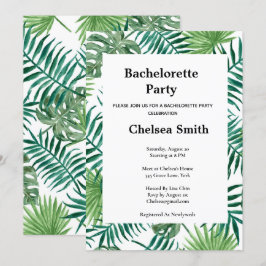 Exotic Tropical Palm Blätter Junggeselinnen-Abschi Einladung