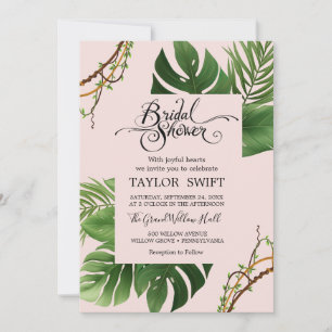Exotic Tropical Palm Blush Brautparty Einladung