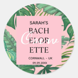 Exotic Tropical Palm Greenery Bachelorette Crew Runder Aufkleber