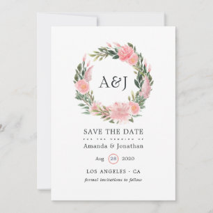 Exotic Tropical Pink Flamingo Wedding Monogram Save The Date