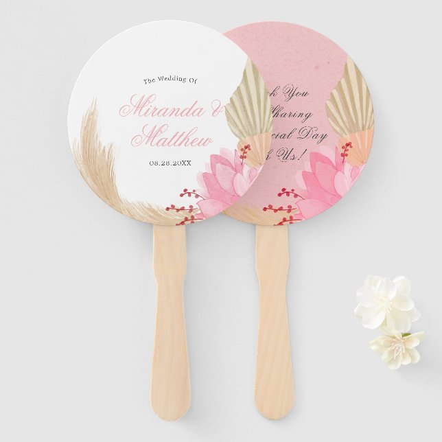 Exotic Tropical Pink Palm Blätter Hochzeit Vielen  Fächer (Vorne und Hinten)