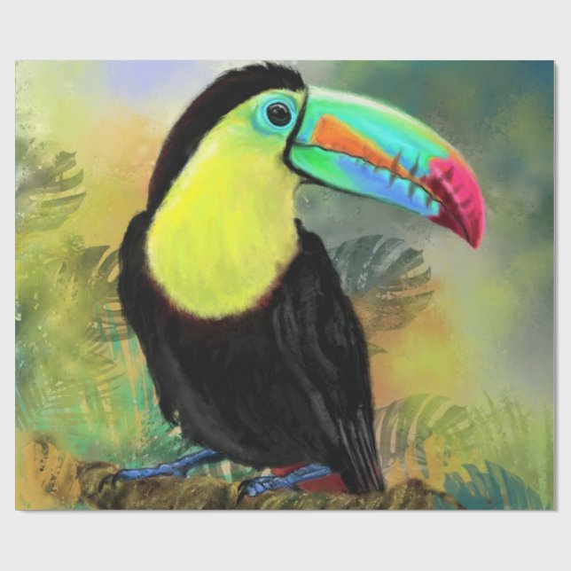 Exotic Tropical Toco Toucan Bird - Malerei Mignon Geschenkpapier (Flach)