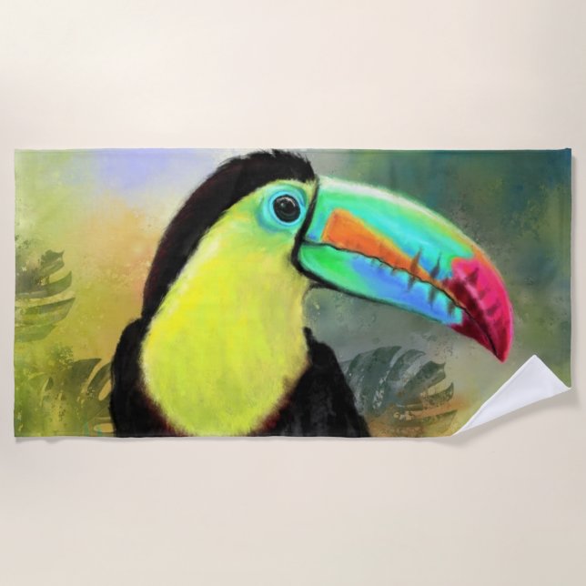 Exotic Tropical Toco Toucan Bird - Malerei Mignon Strandtuch (Vorderseite)