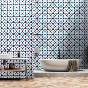 Exotic Türkis Blaues marokkanisches Muster Tapete