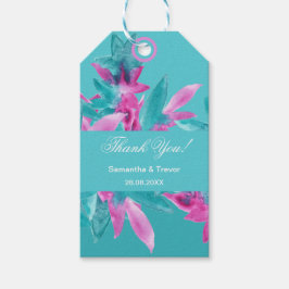 Exotic Türkis Pink Abstrakt Hawaiianische Blume Geschenkanhänger