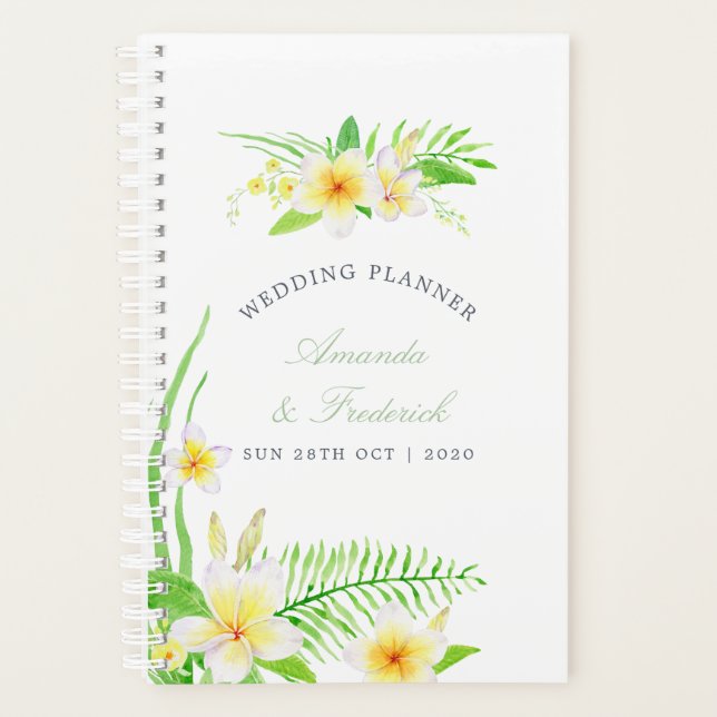 Exotic Watercolor Frangipani Wedding Planner Planer (Vorderseite)