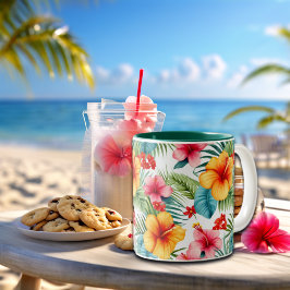 Exotic Watercolor Hawaiian Zweifarbige Tasse