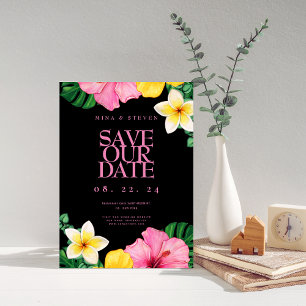 Exotic Watercolor Tropische Blume Hochzeit Save The Date