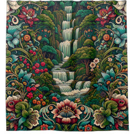 "Exotic Waterfall Haven" Duschvorhang