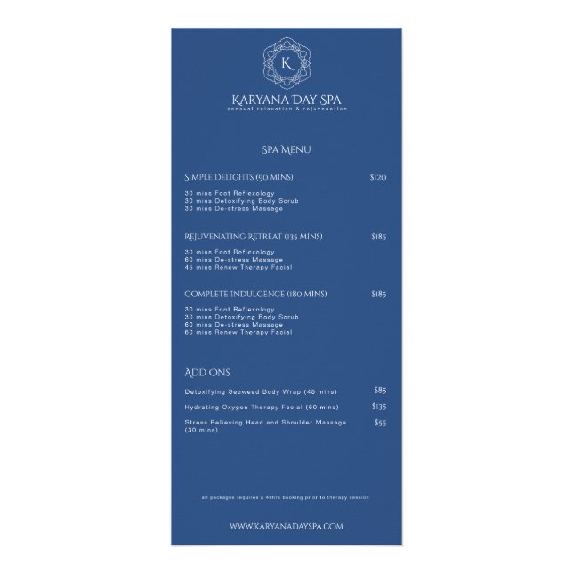 Exotic Wellness-Center Tief-Cyan-Wellness-Massage  Werbekarte (Vorne)