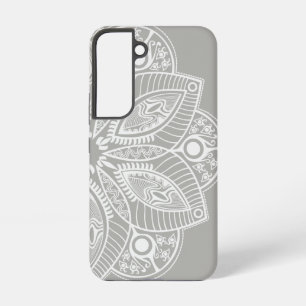 Exotic White Mandala auf grauem Hintergrund Samsung Galaxy Hülle
