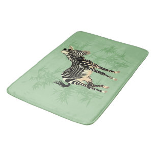 Exotic Zebra with Bamboo Bath Mat Badematte