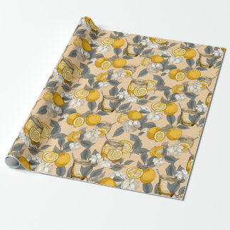 Exotik, Sommer, Obst, Zitrone, Cocktail-Muster Geschenkpapier