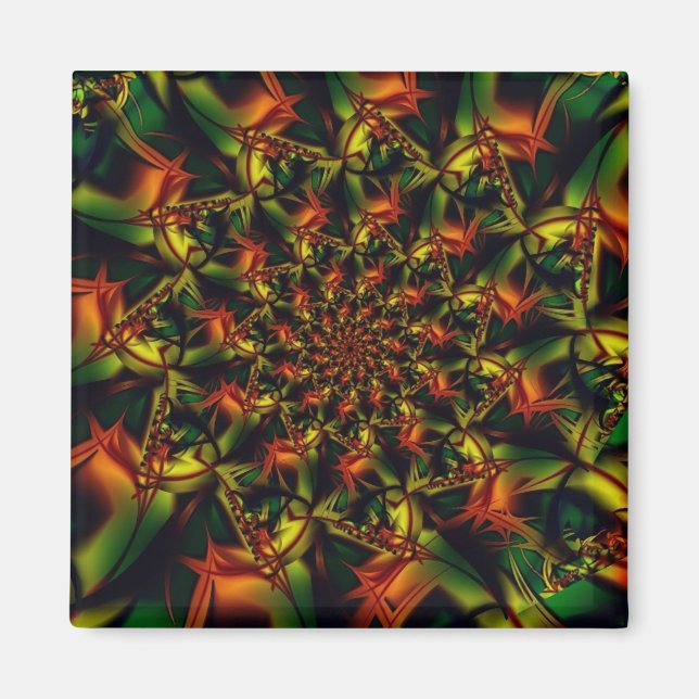 exotisch | Art des grünen und gelben Fraktals Magnet (Vorne)