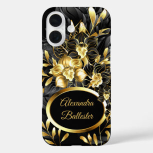 Exotisch Elegant Floral Reich Gold Schwarz iPhone 16 Hülle