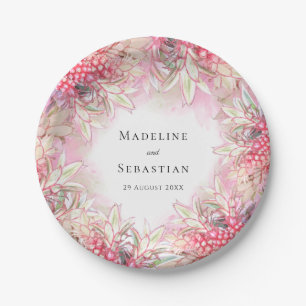 Exotisch rosa Ananas Blush Wedding Pappteller