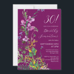 Exotisch rosa Gelbe Wildblumen 30. Geburtstag Einladung<br><div class="desc">Rosa,  lila und gelbe Wildblumen mit exotischen und tropischen Farbtupfern sorgen für eine fette Note,  wenn sie auf einem lila Hintergrund platziert werden. Der fett-weiße Text und die Kalligraphie wirklich Pop. Dieses Element ist Teil der Exotic Wildblumen Auflistung.</div>