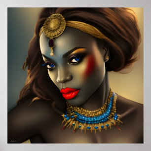 Exotische afrikanische atemberaubende Frau rote Ko Poster