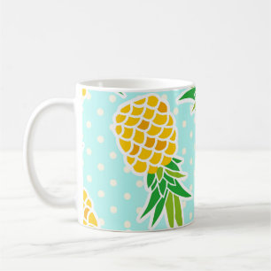 Exotische Ananas: Blue Polka-Dot Fun. Kaffeetasse