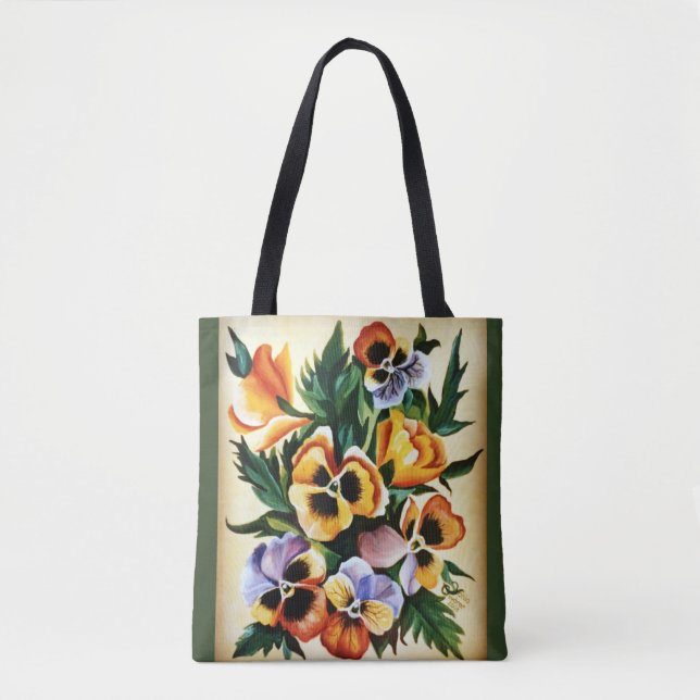 Exotische Aquarellfarben - mehrfarbige Stiefmütter Tasche (Vorderseite)