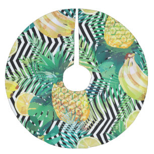 Exotische Bananen Zitronen tropisch nahtlos Polyester Weihnachtsbaumdecke