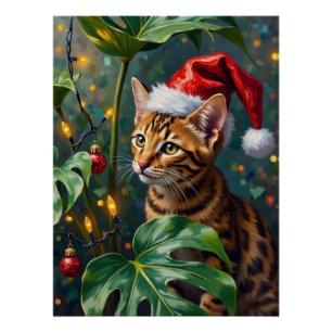 Exotische Bengal Katze Dschungel Weihnachten Spiel Poster