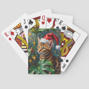 Exotische Bengal Katze Dschungel Weihnachten Spiel Spielkarten