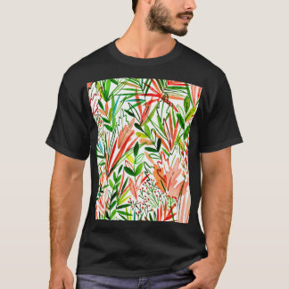 Exotische Blätter, Blume, Aquarellwaldflächen T-Shirt