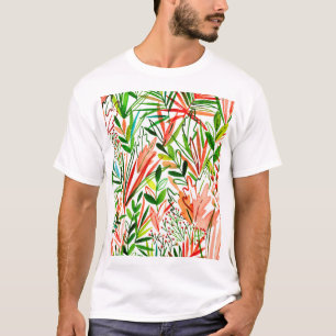 Exotische Blätter, Blume, Aquarellwaldflächen T-Shirt