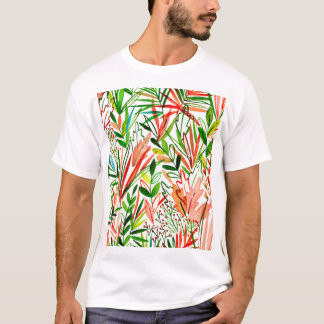 Exotische Blätter, Blume, Aquarellwaldflächen T-Shirt