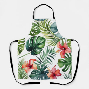 Exotische Blätter, tropische Wasserfarbe und Blume Schürze