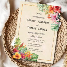 Exotische Blätter und Blume Aquarellhochzeit