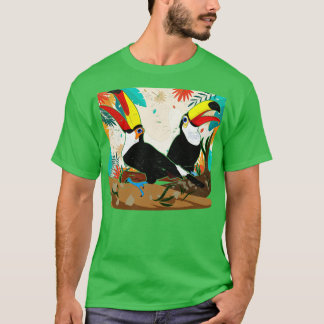 Exotische Blätter Vogelbeobachtung Lover Ornitholo T-Shirt