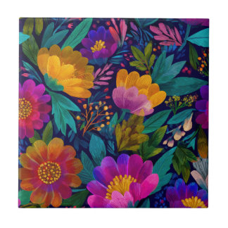 Exotische Blume blüht kühl und elegant Chic floral Fliese