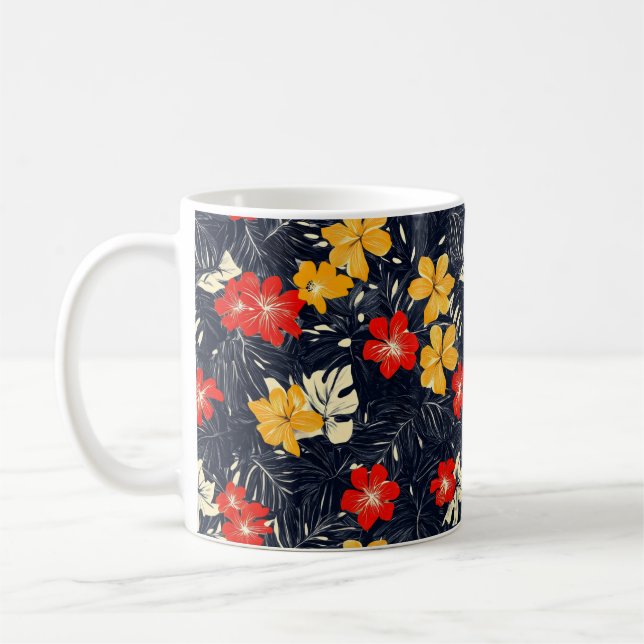 Exotische Blume Blumenmuster Kaffeetasse (Links)