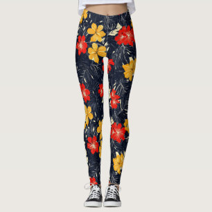 Exotische Blume Blumenmuster Leggings