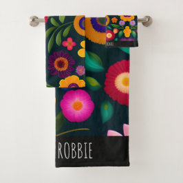 Exotische Blume Farbmuster Badhandtuch Set