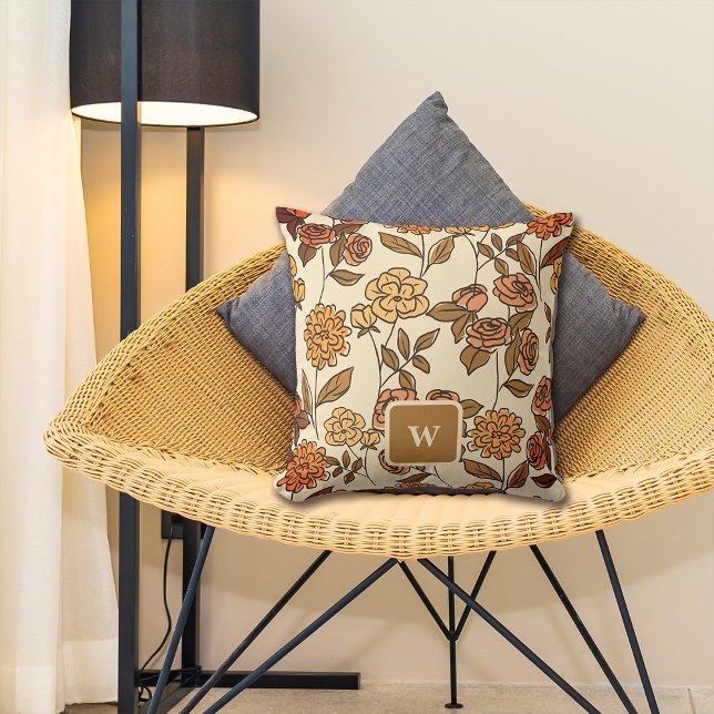Exotische Blume im Herbst Anpassen von Monogramm Kissen (Von Creator hochgeladen)