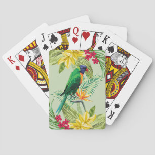 Exotische Blume und Papagei Spielkarten