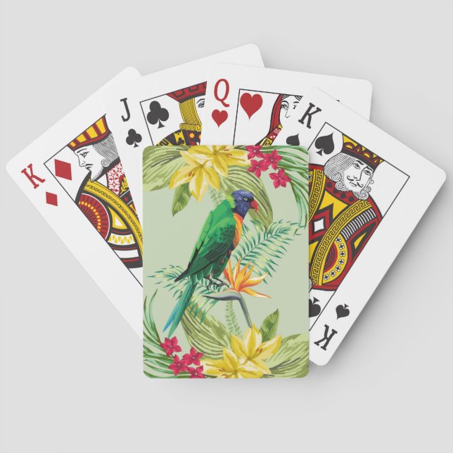 Exotische Blume und Papagei Spielkarten (Rückseite)