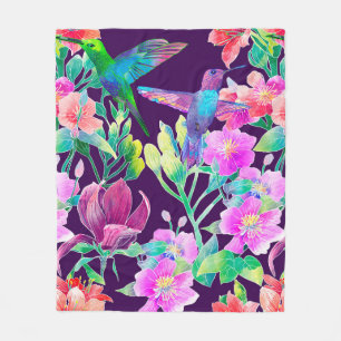 Exotische Blume und Vögel Fleecedecke