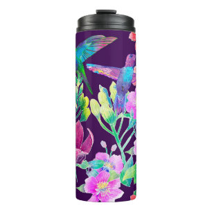 Exotische Blume und Vögel Thermosbecher